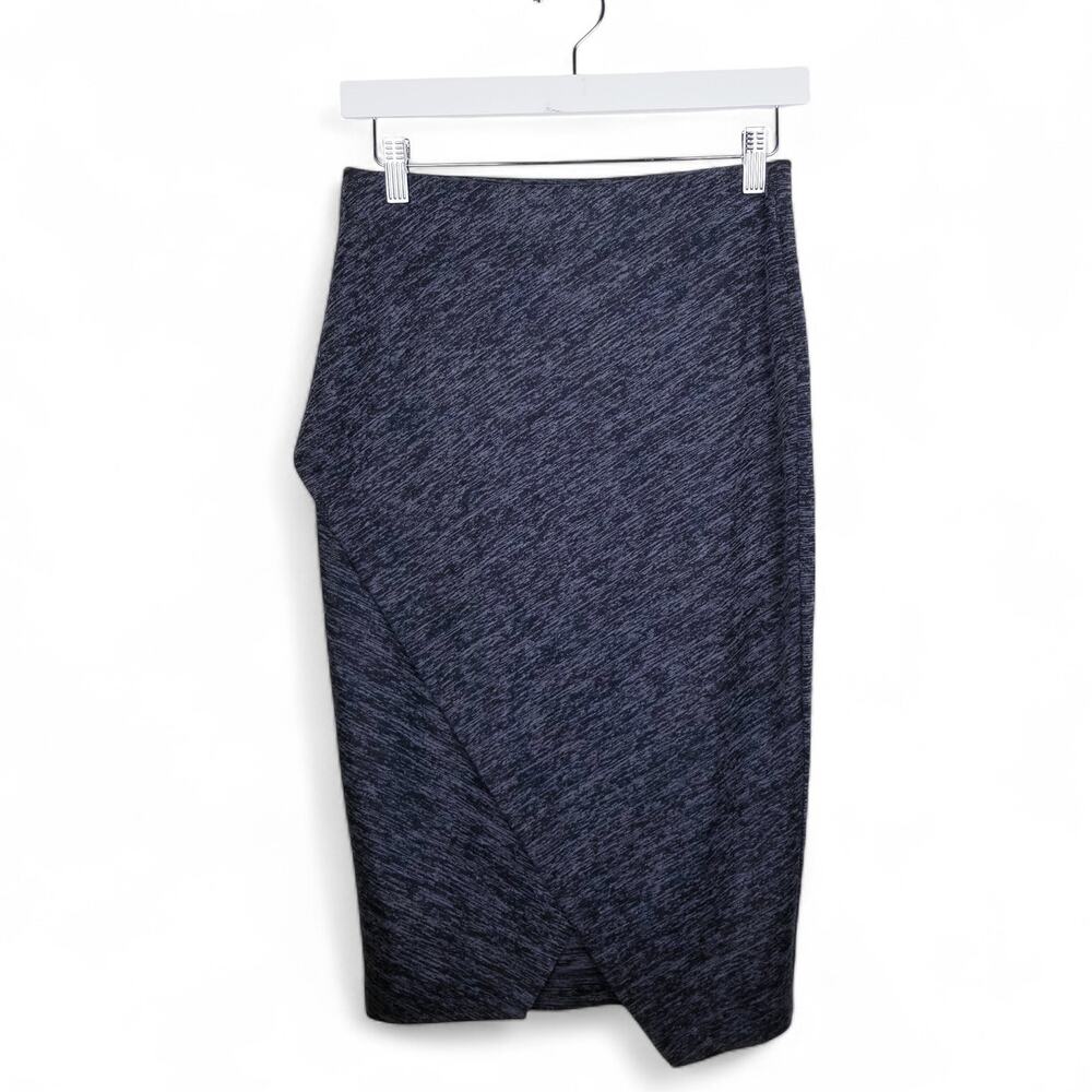 H&M Wrap Front Asymm Knit Pencil Skirt Space Dye Gray - Size Small